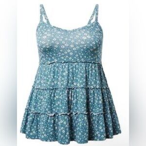 Vintage by Torrid Ditsy Daisy Slub V-Neck Tiered Swing Camisole